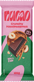 Schokolade, Crunchy Haselnussmus, vegan nucao