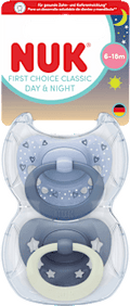 Schnuller First Choice Classic Day & Night, blau, 6-18 Monate NUK
