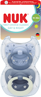 Schnuller First Choice Classic Day & Night Silikon, blau, 18-36 Monate   NUK