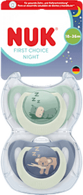 Schnuller First Choice Night Silikon, grün/blau, 18-36 Monate NUK