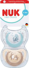 Schnuller First Choice Silikon, blau/creme, 0-6 Monate NUK