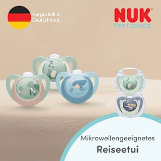 Schnuller First Choice Silikon, blau/creme, 0-6 Monate NUK