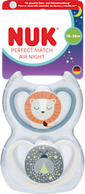 Schnuller Perfect Match Air Night Silikon, blau/weiß, 18-36 Monate NUK