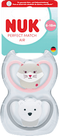 Schnuller Prefect Match Air Silikon, rosa/grau, 6-18 Monate NUK