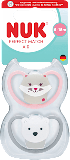 Schnuller Prefect Match Air Silikon, rosa/grau, 6-18 Monate NUK