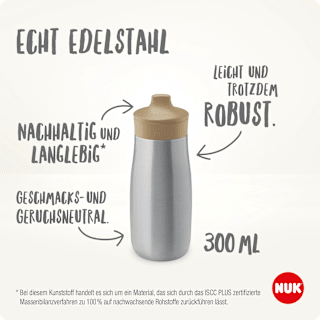 Trinkflasche Kinder Edelstahl Mini-Me beige, 300ml NUK