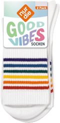 Crew Socken mit Regenbogen-Motiv weiß Gr. 35-38 nur die
