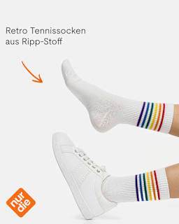 Crew Socken mit Regenbogen-Motiv weiß Gr. 35-38 nur die