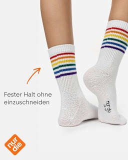 Crew Socken mit Regenbogen-Motiv weiß Gr. 35-38 nur die
