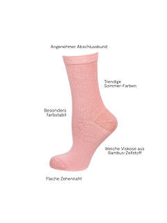 Socken mit Bambus-Viskose rosa + grün Gr. 35-38 nur die