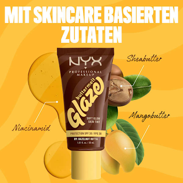 Foundation Buttermelt Glaze mit LSF 30, 09 Hazelnut Butta NYX PROFESSIONAL MAKEUP