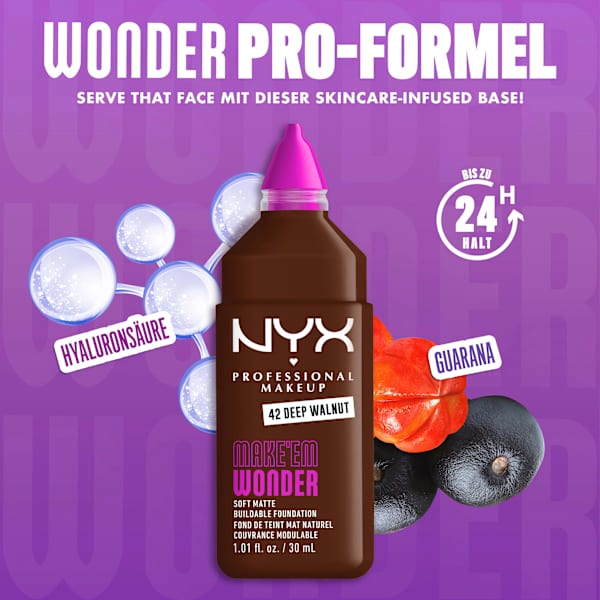 Foundation Make 'EM Wonder 41 Deep Walnut NYX PROFESSIONAL MAKEUP