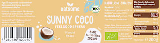 Mandelmus, "Sunny Coco" Feelgood Spreads, Mandel Kokos oatsome