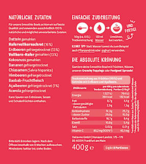 Smoothie Bowl Pulver Alice im Beerenland, Erdbeere Açaíbeere oatsome