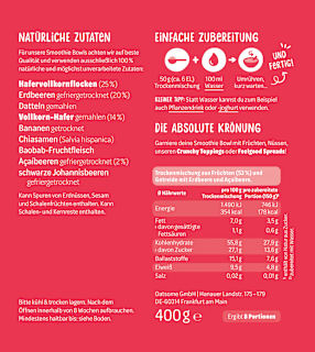 Smoothie Bowl Pulver Alice im Beerenland, Erdbeere & Acaibeere oatsome