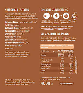 Smoothie Bowl Pulver Choco Crush, Milde Choco oatsome