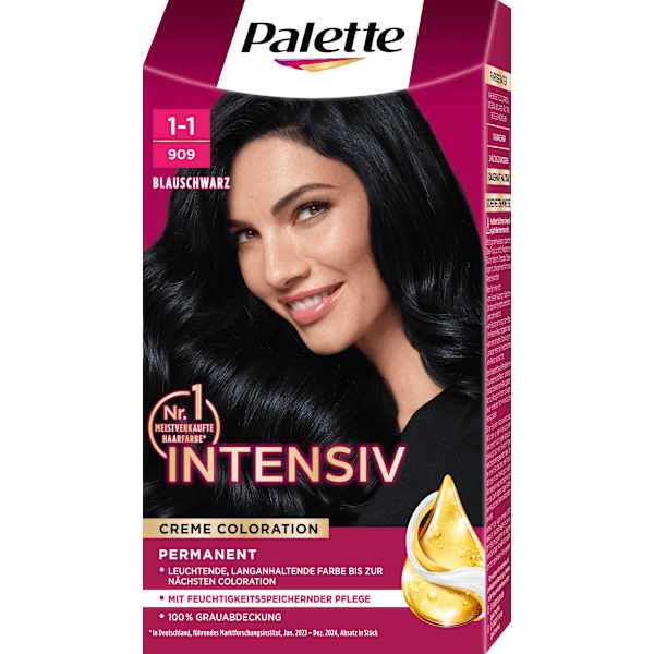 Haarfarbe 1-1/909 Blauschwarz Palette Intensive Color Creme