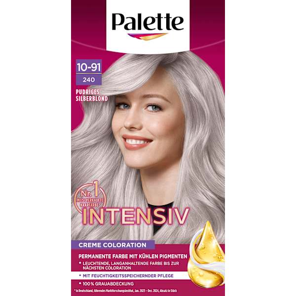 Haarfarbe 10-91/240 Pudriges Silberblond Palette Intensive Color Creme