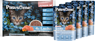 Nassfutter Katze Kitten, Lachs in Sauce, Junior Multipack (4x85 g) Pawsome