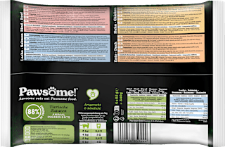 Nassfutter Katze mit Huhn, Ente, Rind & Lachs in Soße, Multipack (4x85 g) Pawsome