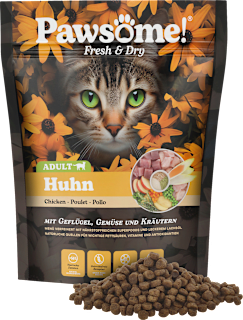 Trockenfutter Katze mit Geflügel, Gemüse & Kräutern, fresh & dry Pawsome