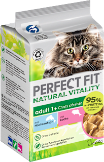 Nassfutter Katze mit Hochseefisch & Lachs, natural vitality, Multipack (6x50 g) PERFECT FIT