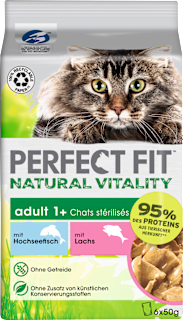 Nassfutter Katze mit Hochseefisch & Lachs, natural vitality, Multipack (6x50 g) PERFECT FIT