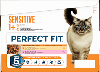 Nassfutter Katze mit Huhn & Lachs, sensitiv Multipack (12x85 g) PERFECT FIT