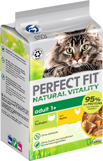 Nassfutter Katze mit Huhn & Truthahn, natural vitality, Multipack (6x50 g) PERFECT FIT