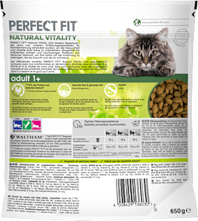 Trockenfutter Katze mit Huhn & Truthahn, natural vitality, Adult PERFECT FIT
