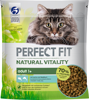 Trockenfutter Katze mit Lachs & Weißfisch, natural vitality, Adult PERFECT FIT