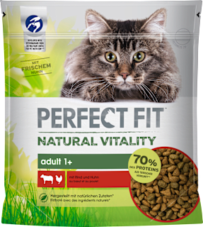 Trockenfutter Katze mit Rind & Huhn, natural vitality, Adult PERFECT FIT