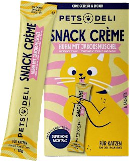 Katzenleckerli Cremesnack Huhn mit Jakobsmuschel (6x15 g) Pets Deli