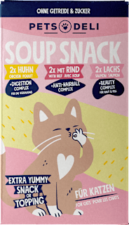 Katzenleckerli Suppe, functional soup snack Multipack (6x40g) Pets Deli