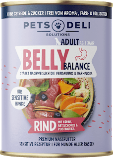 Nassfutter Hund sensitiv mit Rind & Quinoa, belly balance Pets Deli
