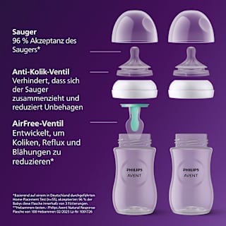 Babyflasche Natural Response AirFreeVentil weiß/Bär, ab dem 3. Monat, 260ml  PHILIPS AVENT