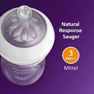 Babyflasche Natural Response AirFreeVentil weiß/Elefant, ab dem 3. Monat, 260ml  PHILIPS AVENT