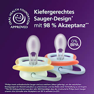 Schnuller ultra air day and night Silikon, gelb/grün + rot/blau, 0-6 Monate PHILIPS AVENT