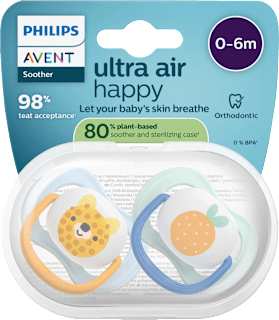 Schnuller ultra air happy Silikon, blau/mint, 0-6 Monate PHILIPS AVENT