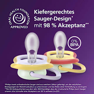 Schnuller ultra air nighttime Silikon, gelb/lila, 0-6 Monate PHILIPS AVENT