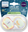 Schnuller ultra air nighttime Silikon, gelb/lila, 0-6 Monate PHILIPS AVENT