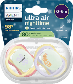 Schnuller ultra air nighttime Silikon, gelb/lila, 0-6 Monate PHILIPS AVENT