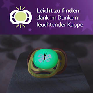 Schnuller ultra air nighttime Silikon, gelb/lila, 0-6 Monate PHILIPS AVENT