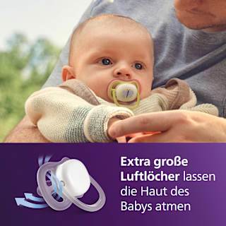 Schnuller ultra air nighttime Silikon, gelb/lila, 0-6 Monate PHILIPS AVENT