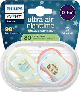 Schnuller ultra air nighttime Silikon, grün/blau, 0-6 Monate PHILIPS AVENT