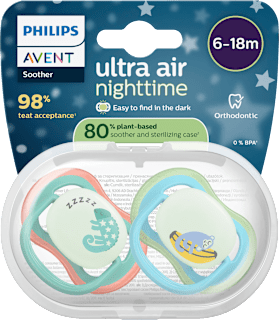 Schnuller ultra air nighttime Silikon, grün/blau, 6-18 Monate PHILIPS AVENT