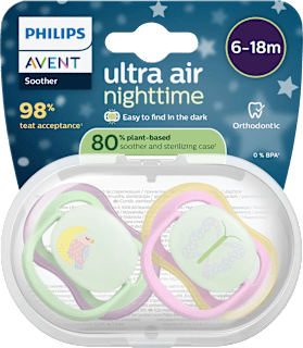 Schnuller ultra air nighttime Silikon, grün/rosa, 6-18 Monate PHILIPS AVENT