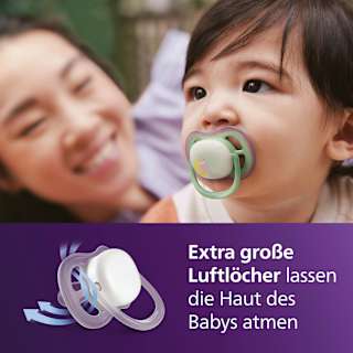 Schnuller ultra air nighttime Silikon, grün/rosa, 6-18 Monate PHILIPS AVENT