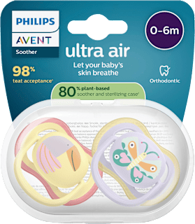 Schnuller ultra air Silikon, gelb/lila, 0-6 Monate PHILIPS AVENT
