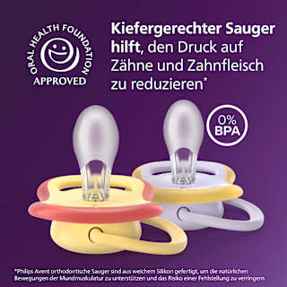 Schnuller ultra air Silikon, gelb/lila, 0-6 Monate PHILIPS AVENT